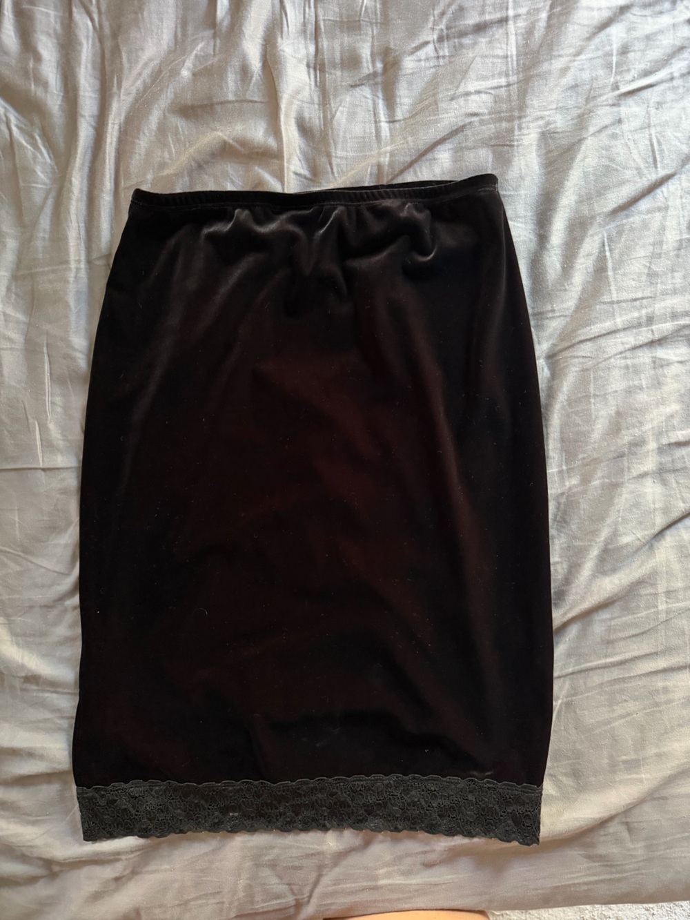 Timing velvet stretchy Skirt with Lace Trim -Whimsigoth, vtg, Fairygrunge